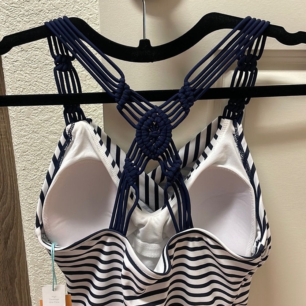 Kona Sol One Piece Bathing Suit - Navy and White - Picture 3 of 4
